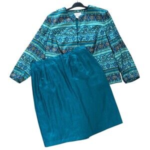 Adrianna Papell Women's Skirt Suits Silk Green Floral ‎ Plus Size 24